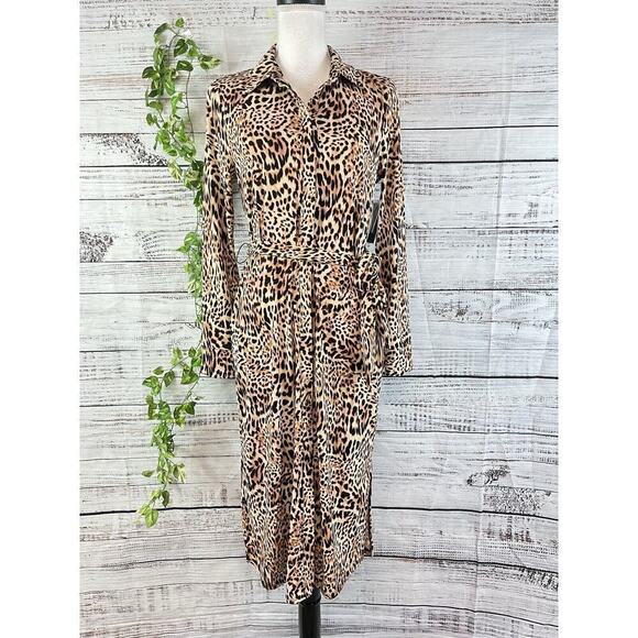 INC International Concepts Dress sz Small Black Brown Maisie Animal Slinky Knee - Picture 2 of 16